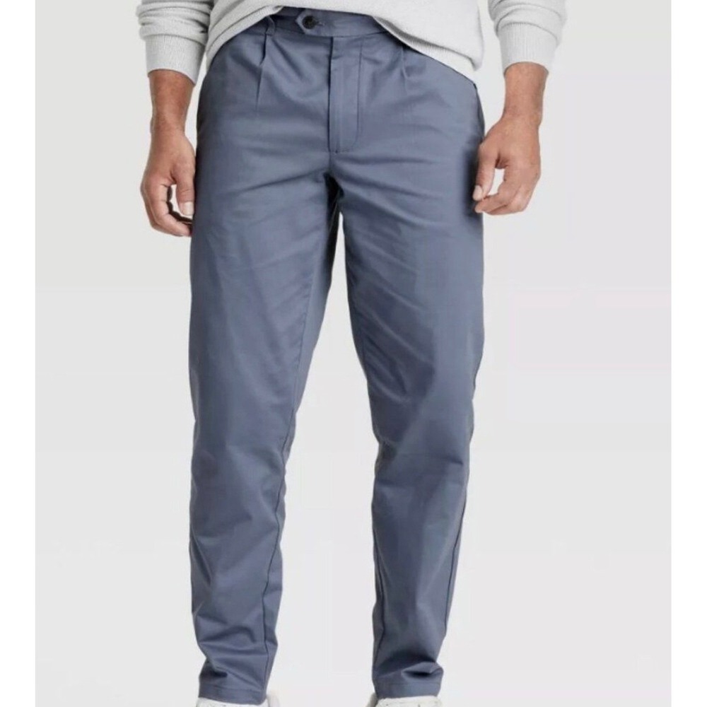 Goodfellow & Co Mens Blue Pleated Trousers‎ Slim Tapered Stretch Pants 32x30